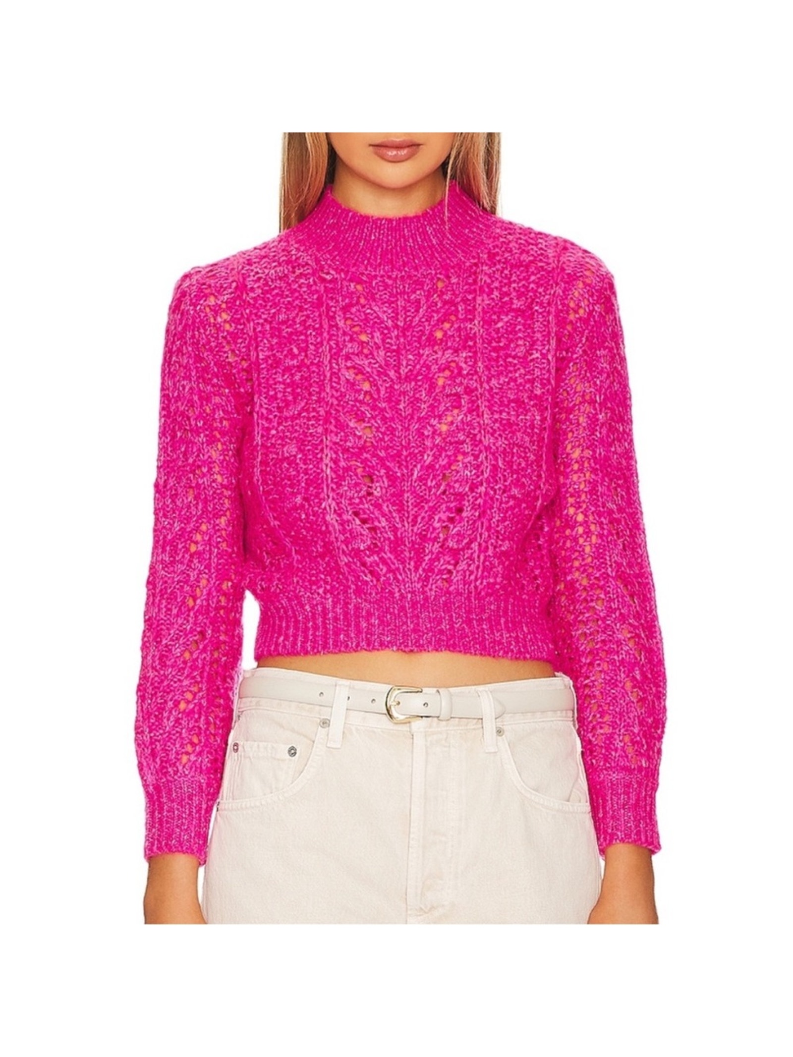 New Heartloom Scout Sweater In Peony Pink Womens Small Open Knit Pulllover